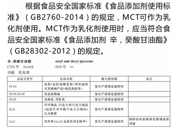 食品添加中链甘油三酯安全吗？看国家法规怎么说