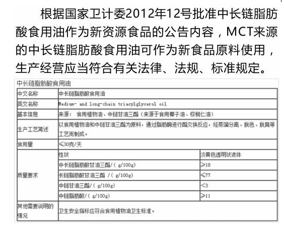 食品添加中链甘油三酯安全吗？看国家法规怎么说